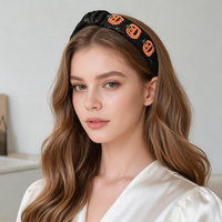 Serre-tête large en sequins et perles de riz, effet tête de citrouille, accessoire capillaire glamour et accrocheur, idéal pour Halloween
