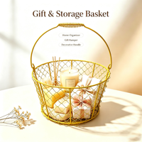 Panier de rangement empilable en fil métallique écologique avec poignée à ressort, polyvalent et portable, pour bières, boissons, pique-nique, fruits, Pâques