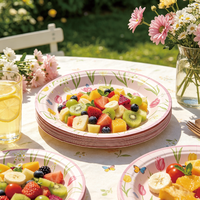 Assiettes de fête jetables personnalisées à motif floral, écologiques, très vendues pour les événements à domicile, lot de 10 pièces