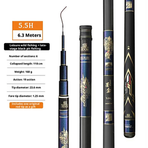 Caña de Pescar de Fibra de Carbono Ultraligera <span class=keywords><strong>Summo</strong></span> JiangnanMJ5.5H de Taiwán, 19 Tonos, Súper Resistente - Product Image 5