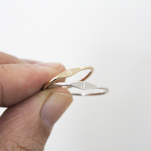 Custom Handmade Jewelry  Adjustable Stainless Steel Gold Plated Rings for Women  Couple Gift Name Initial Rings