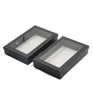 อายแชโดว์Paletteขายปลีกกล่องกระดาษGlossyหน้าต่างสีดำของขวัญกล่องกระดาษDie-Cutกล่องPVCหน้าต่าง