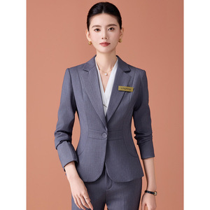 Women's Professional Work Suits Long Sleeve Polyester Gray Apricot Black For Medical Aesthetics Jewelry Hotel Front Desk - Product Image 4