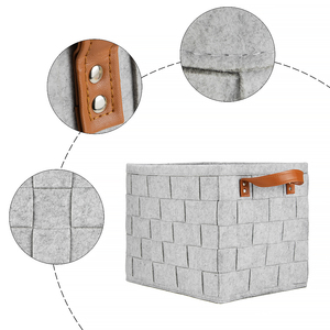 Có Thể Gập Lại Hình Chữ Nhật Cảm Thấy Giỏ Lưu Trữ Với Xử Lý Có Thể Gập Lại Dệt Lưu Trữ Container Tổ Chức Hình Dạng Vuông - Product Image 3