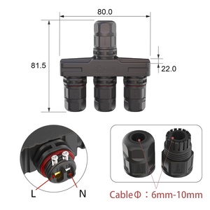 Connettore AOHUA a 2 Pin M16, Distributore H 1 Ingresso 3 Uscite, 300V 10A, Spina Impermeabile IP68, Giunto Cavo a 3 Vie per Moduli Luminosi - Product Image 1