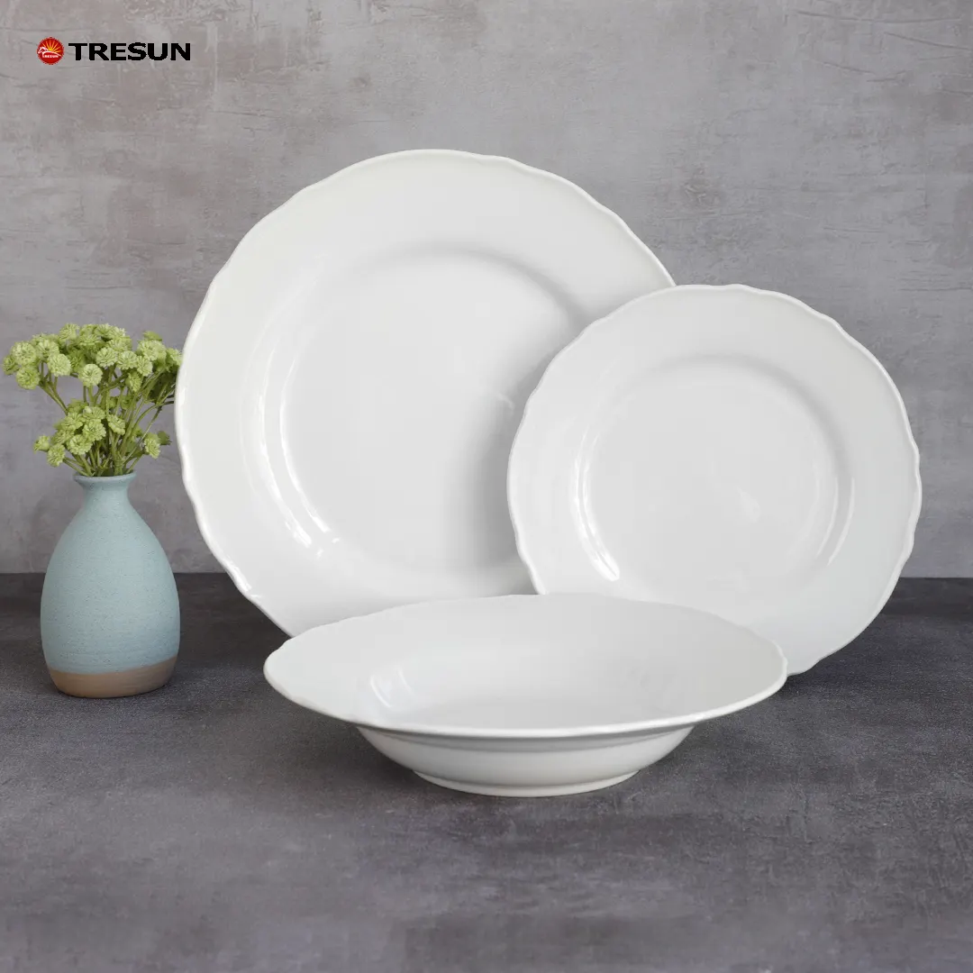 microwave restaurant 10 inch platter kitchenware wedding event white platos de porcelana eating porcelain hotel plate