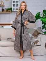 Pijama de seda de hielo fresco con estampado de letras de lujo para mujer, cárdigan de manga corta, bata informal para mujer, ropa de casa, bata de noche