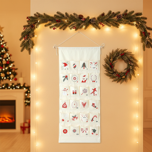 Décoration murale personnalisée <span class=keywords><strong>en</strong></span> toile pour compte à rebours de Noël avec sac de rangement, décoration festive pour les fêtes - Product Image 2