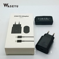 Cargador de Teléfono Móvil PD de 25W, Adaptador de Pared para Samsung S25 S24 Note 20, Cargador de Viaje con USB C