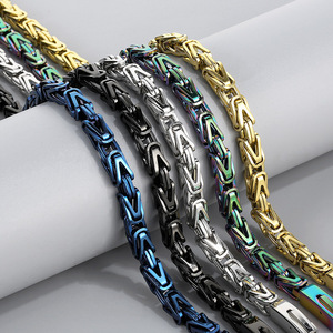 Nouvelle mode, collier chaîne <span class=keywords><strong>en</strong></span> acier titane or argent de 8 mm de largeur, chaîne <span class=keywords><strong>en</strong></span> acier inoxydable, chaîne à maillons punk pour homme - Product Image 4