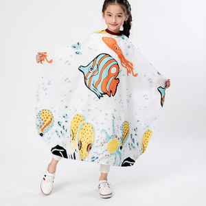 Cape de Coiffeur Imperméable Personnalisée pour Enfants, Motif Créatures Marines, Tablier de Salon de Coiffure Mignon, Cape de Coiffeur Cartoon pour Enfants - Product Image 1