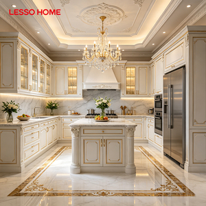 ตู้ครัวสำเร็จรูป <span class=keywords><strong>Lesso</strong></span> <span class=keywords><strong>Home</strong></span> 2026 รุ่นวีเนียร์ไม้โอ๊คแบบกำหนดเอง สไตล์โมเดิร์น เป็นมิตรกับสิ่งแวดล้อม ทนไฟ เคลือบแลคเกอร์ พร้อมอ่างล้างจาน สำหรับบ้านวิลล่า - Product Image 1