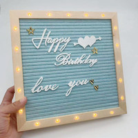 Tableau en feutre lumineux LED 10x10 pouces avec support pour fêtes, pubs, décoration intérieure, mémo et tableau noir