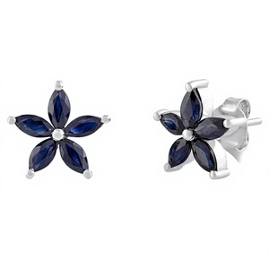 Pendientes de Plata de Ley 925 con Baño de Rodio y Zafiro Azul Clásico para Mujer - Regalo de Boda, Compromiso, Fiesta - Product Image 2