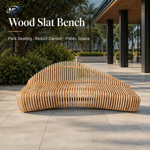Modern Solid Wood Durable Comfortable Waiting Chair Curved <b>Bench</b> Wooden Seating for Hospital Hotel Mall Office - Product Image 1