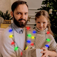 Collier lumineux LED Neonglo à 9 ampoules, décorations de Noël et de fêtes, accessoires pour pulls de Noël originaux, Diwali, Ramadan, à piles