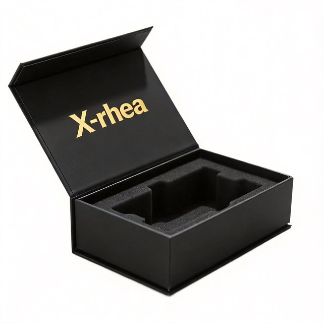Large MOQ Luxury Gold Foil Logo Custom Print Rigid Cardboard Insert Tray Magnetic Gift Box Packaging for High End Electronics