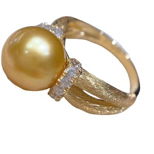 Anillo de Plata WENCHI S925, Accesorio con Cuentas Redondas de 10-11 mm, Tecnología de Incrustación con Garra, Chapado en Rodio, Estilo Moderno, Modelo 12018 - Product Image 4