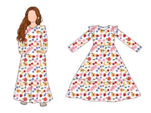 Yiyuan impressions personnalisées filles automne à volants à manches longues col rond lâche décontracté fluide à plusieurs niveaux <span class=keywords><strong>Maxi</strong></span> robe avec poches prix de gros - Product Image 3