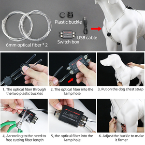 Harnais pour chien réfléchissant de sécurité DIY <span class=keywords><strong>LED</strong></span>, rechargeable par USB, fibre optique, tissu pour animaux de compagnie, pour promener le chien la nuit - Product Image 6