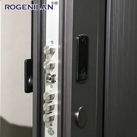 Puerta de Entrada Frontal de Aluminio Insonorizada de Tamaño Personalizado Rogenilan, Puertas de Seguridad Antirrobo para Exteriores para Viviendas