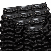 Rambut Asli India Bebas Kusut, Clip In Grade 10A, Ekstensi Keriting Afro, Clip On untuk Wanita, Vendor Grosir