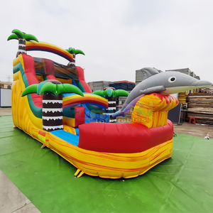Large outdoor backyard party bouncer tobogan hinchable jungle <b>inflatable</b> zoo <b>water</b> <b>slide</b> with splash pool - Product Image 5