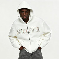 Sweat à capuche oversize en polaire pour homme, style streetwear, 19 couleurs, imprimé en relief, veste zippée, nouvelle collection automne-hiver 2026, manteau orné de strass