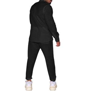 Camicia <span class=keywords><strong>e</strong></span> <span class=keywords><strong>pantaloni</strong></span> in <span class=keywords><strong>lino</strong></span> <span class=keywords><strong>di</strong></span> alta qualità da <span class=keywords><strong>uomo</strong></span> autunno Casual camicia con stampa a maniche lunghe per gli uomini - Product Image 3