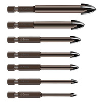 3-12mm Cross Hex Tile Drill Bit Set pour le verre, la céramique, l'ouvreur de trous de béton, la brique, l'alliage dur Triangle Bit Tool Kit Taille 6mm 8mm