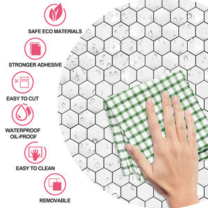 12 pulgadas blanco hexagonal Peel Stick Backsplash impermeable a prueba <span class=keywords><strong>de</strong></span> aceite 3D pegatina <span class=keywords><strong>de</strong></span> pared papel tapiz <span class=keywords><strong>para</strong></span> cocina <span class=keywords><strong>baño</strong></span> <span class=keywords><strong>vinilo</strong></span> 3D hexágono - Product Image 3