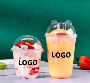 Vaso Desechable Personalizado de Fábrica 90-380/500/700U con Logotipo Impreso, en Forma de U, Transparente, Esmerilado, para Bebidas Frías y Calientes, con Tapa - Product Image 1