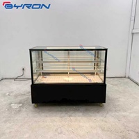 Vitrine rectangulaire de comptoir pour boissons et gâteaux avec roulettes verrouillables