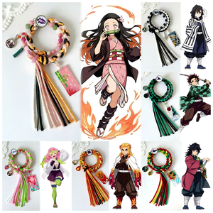 Hot Selling 20 Styles Anime Bead <b>Bracelet</b> Tanjirou Nezuko Woven <b>Rope</b> <b>Bracelet</b> for Women <b>Bracelet</b> Tassel Pendant Wristband Bangle - Product Image 1