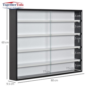 Vitrine murale moderne, abordable, durable, hautement ajustable, légère, en métal, à 5 niveaux, avec verre simple face - Product Image 6
