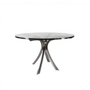 Mesa de Centro Redonda en Oferta, con Cubierta de Vidrio Templado y Base de Metal, Diseño Contemporáneo, Muebles para Sala de Estar - Product Image 1