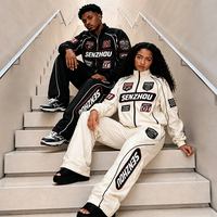 Ensemble de veste et pantalon de survêtement en nylon brodé pour fabricants, style streetwear coupe-vent
