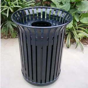 Contenitore per Rifiuti in Acciaio <span class=keywords><strong>da</strong></span> 36 Galloni per Esterni, Vendita Calda in Nord America, Bidone in Metallo con Barre Piatte - Product Image 1