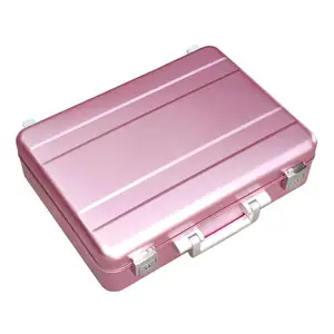 Custom Size Protective Aluminum Case Box With Foam Padding Portable Pink Aluminum Case Foam Briefcase Tool Box