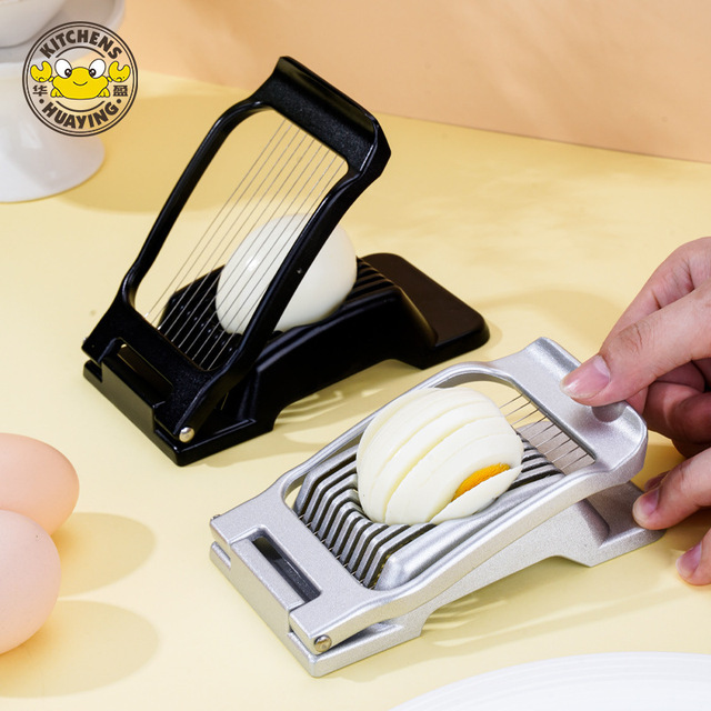 Multi-Function Kitchen Gadget Aluminum Alloy Egg Cutter Divider Fruit Kiwi Preserved  Wooden Egg Holder Artifact Eggs Slicer