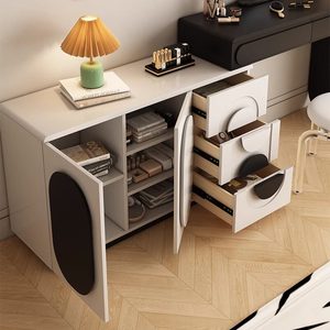 Table de maquillage en bois de style italien avec tiroirs, personnalisable en blanc et noir, table de maquillage de luxe pour filles avec miroir - Product Image 4
