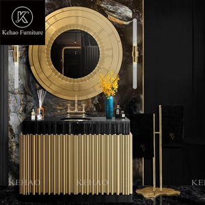 <span class=keywords><strong>Meuble</strong></span> de salle de bain design italien personnalisé <span class=keywords><strong>avec</strong></span> évier en acier inoxydable plateau en marbre <span class=keywords><strong>noir</strong></span> lavabo de petite taille - Product Image 2