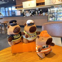 Porte-clés Capybara en peluche douce en coton PP avec mousqueton, pendentif mignon pour sac d'école, jouet de police personnalisable et multifonctionnel