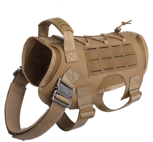 犬用ハーネスアウトドア犬用トレーニングハーネスヘビーデューティ戦術バッグ付きメタルバックルプルなし - Product Image 1