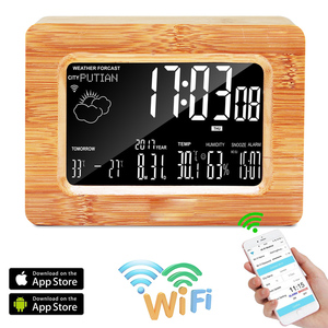 Haute Qualité Mode Bambou Bois Table WIFI Prévisions Météo Réveil Intelligent - Product Image 6