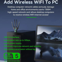 Penguat Sinyal Wifi 1300Mbps 2.4G/5G Dual Band WiFi 5, Ekstender Sinyal dengan 4 Antena, Kartu Jaringan Bebas Driver Ethernet, Router Wifi WPS