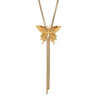 Ensemble de bijoux pour femmes Huibao, collier, boucles d'oreilles et bague en acier inoxydable plaqué or, papillon 3D, collier ajustable, bijoux tendance
