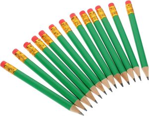 Crayons en bois ronds HB de qualité supérieure pour étudiants, crayons courts de type golf avec gomme - Product Image 1