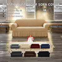 Housse de canapé extensible en polyester crème, forme en L, antidérapante, pour salon, couvre fauteuils