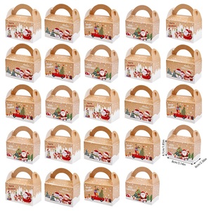 Boîtes cadeaux en papier kraft pour gâteaux et biscuits de Noël, motif Père Noël, vente en gros - Product Image 3